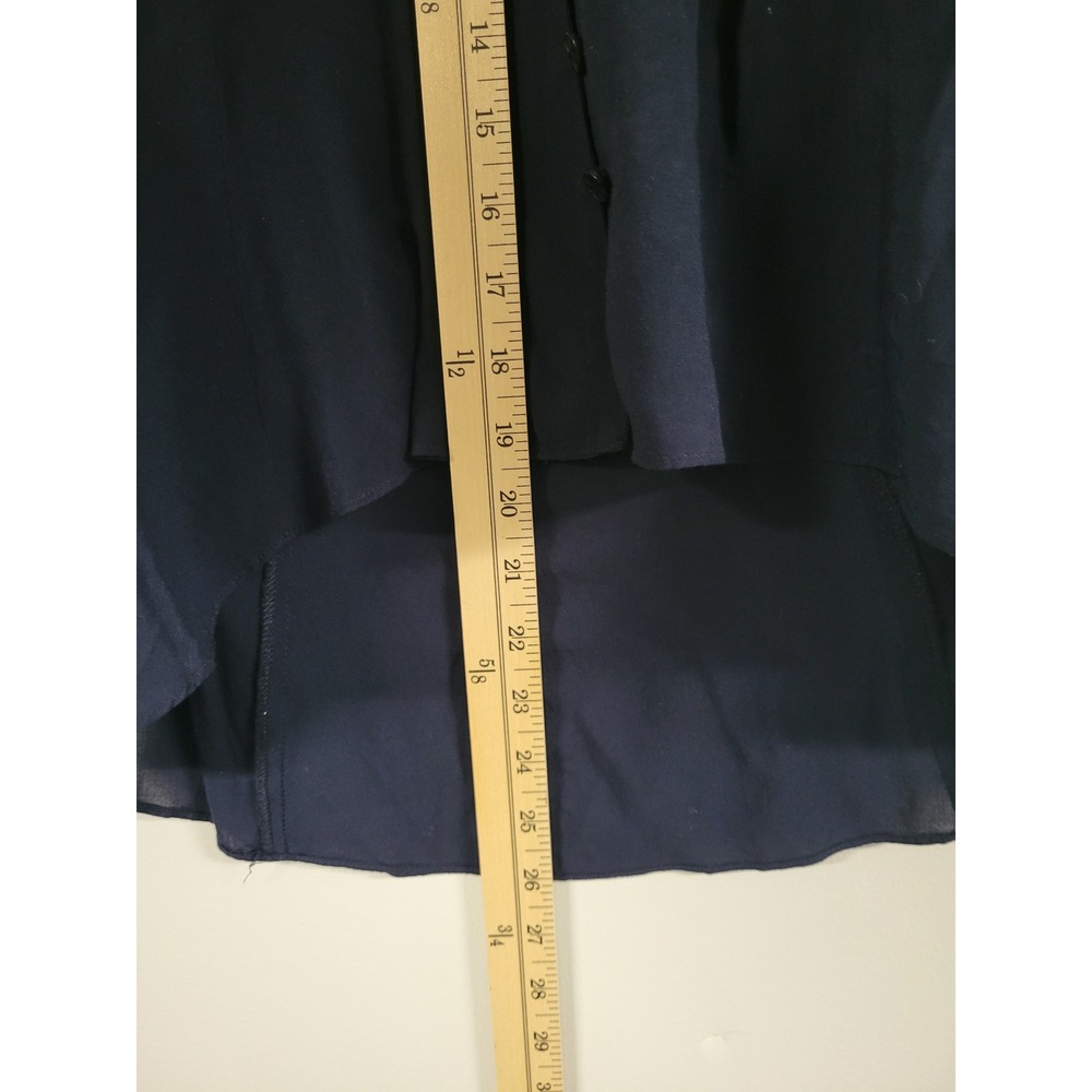 Vanessa Virginia Anthropologie Navy Blue Button Down Hi-Lo Blouse Top US 0 - Picture 10 of 10